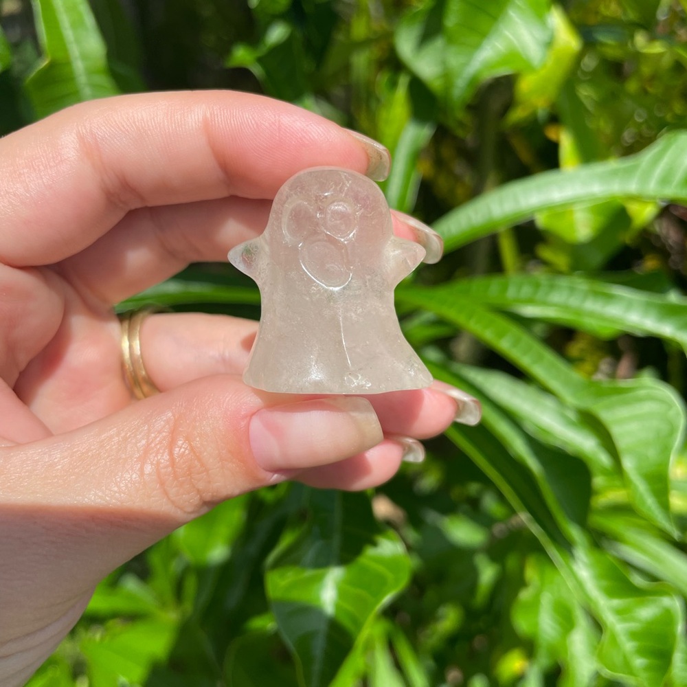 Clear quartz crystal carving